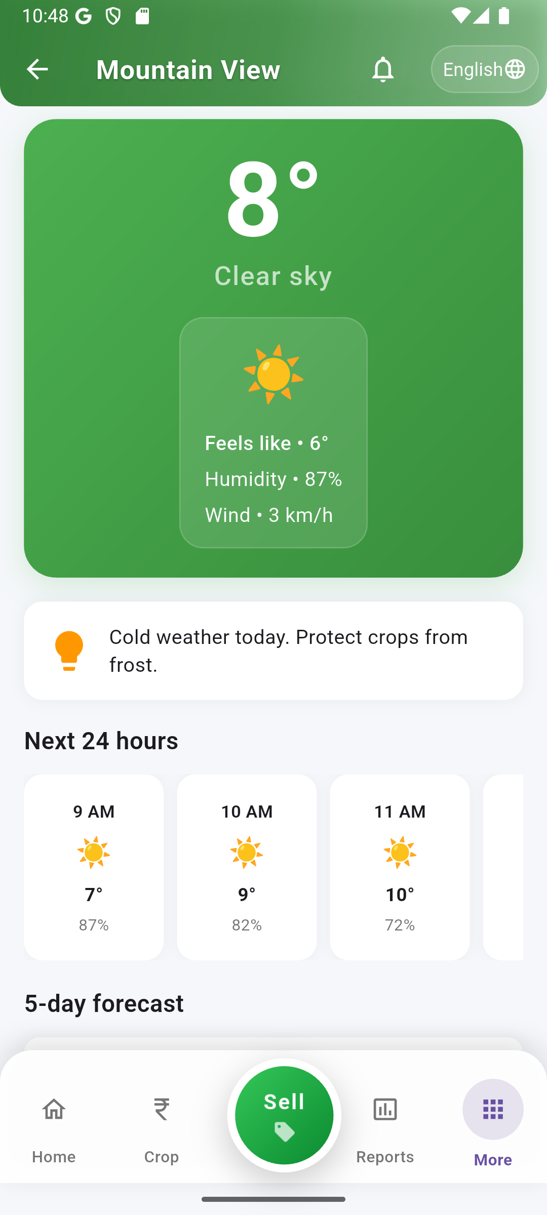 Weather today screen